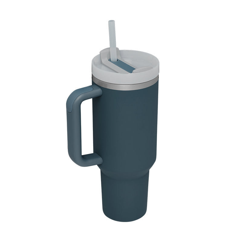 40 oz Insulated Stainless Steel Tumbler with Handle & Straw