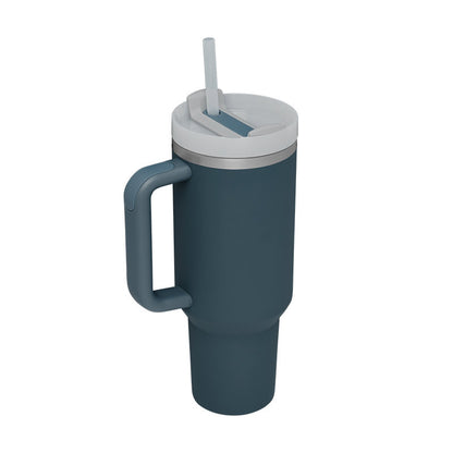 40 oz Insulated Stainless Steel Tumbler with Handle & Straw