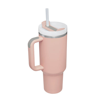 40 oz Insulated Stainless Steel Tumbler with Handle & Straw