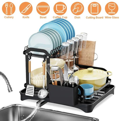 2-Tier Dish Drying Rack with Drainboard