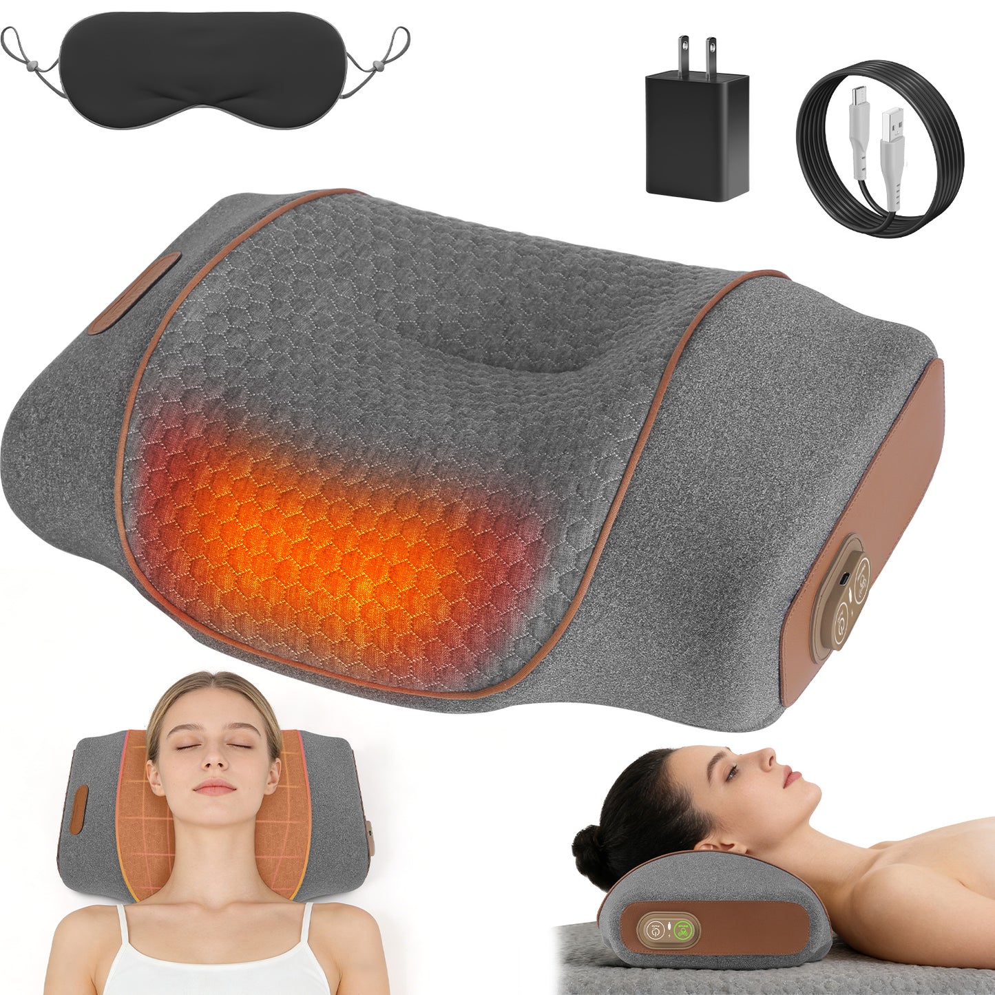 3-in-1 Neck Massager Pillow Ergonomic Massager With Heating Vibration Air Compression 30Min Timer For Neck Back Shoulder Pain Relief
