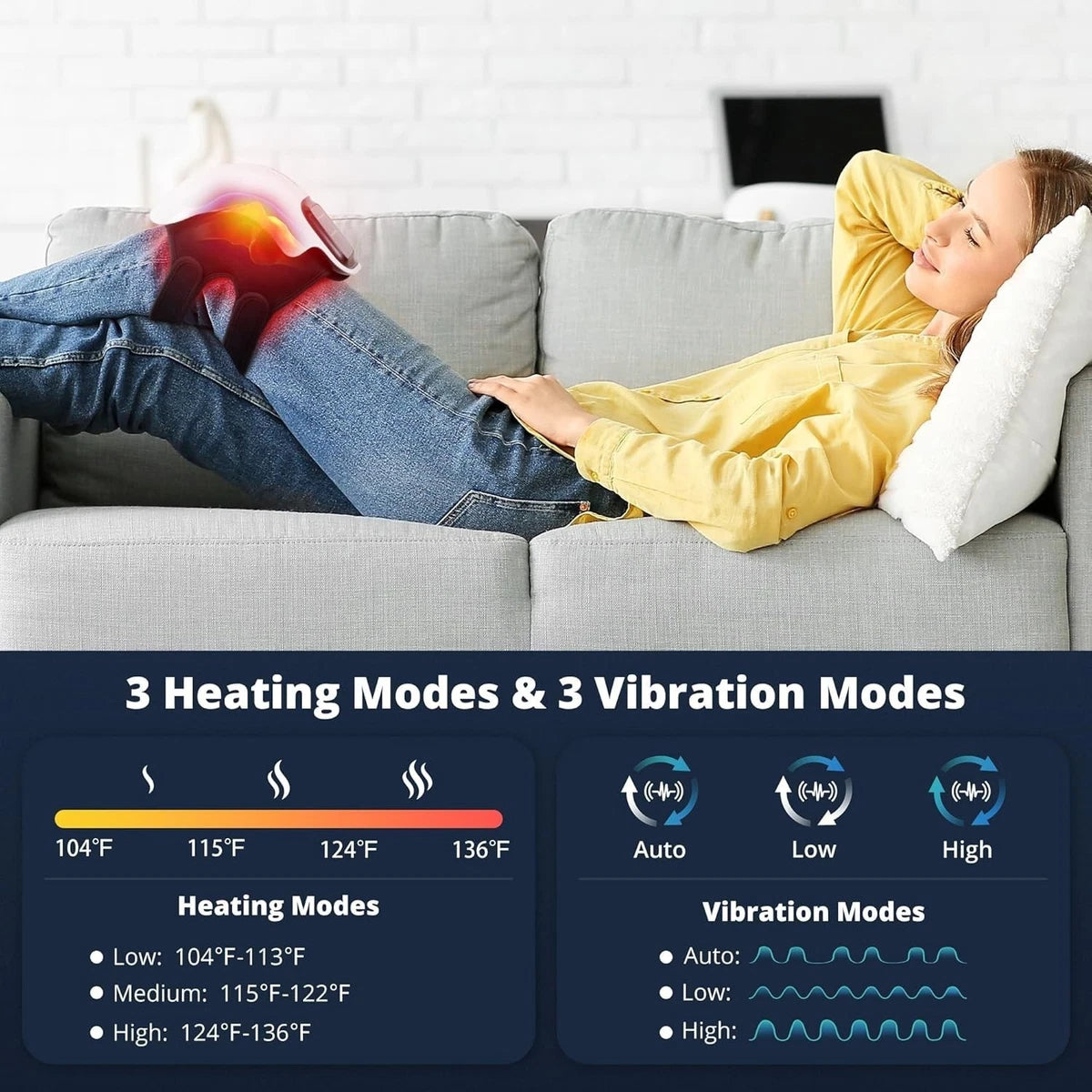 Heated Knee Massager with LED & Heat Therapy