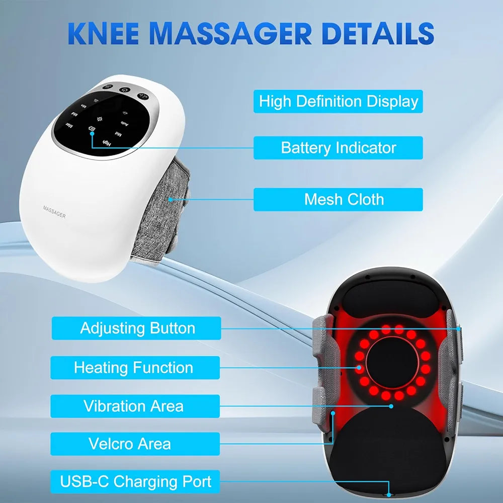 Heated Knee Massager with Heat & Vibration – Deep Heat Therapy for Fast Pain Relief