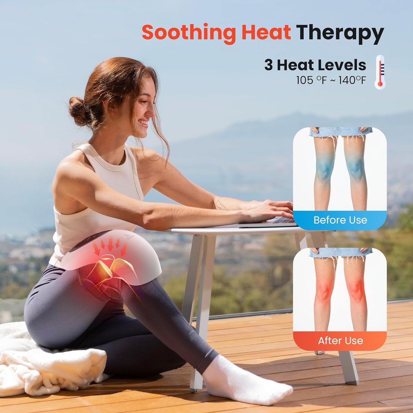 Heated Knee Massager with Heat & Vibration – Deep Heat Therapy for Fast Pain Relief