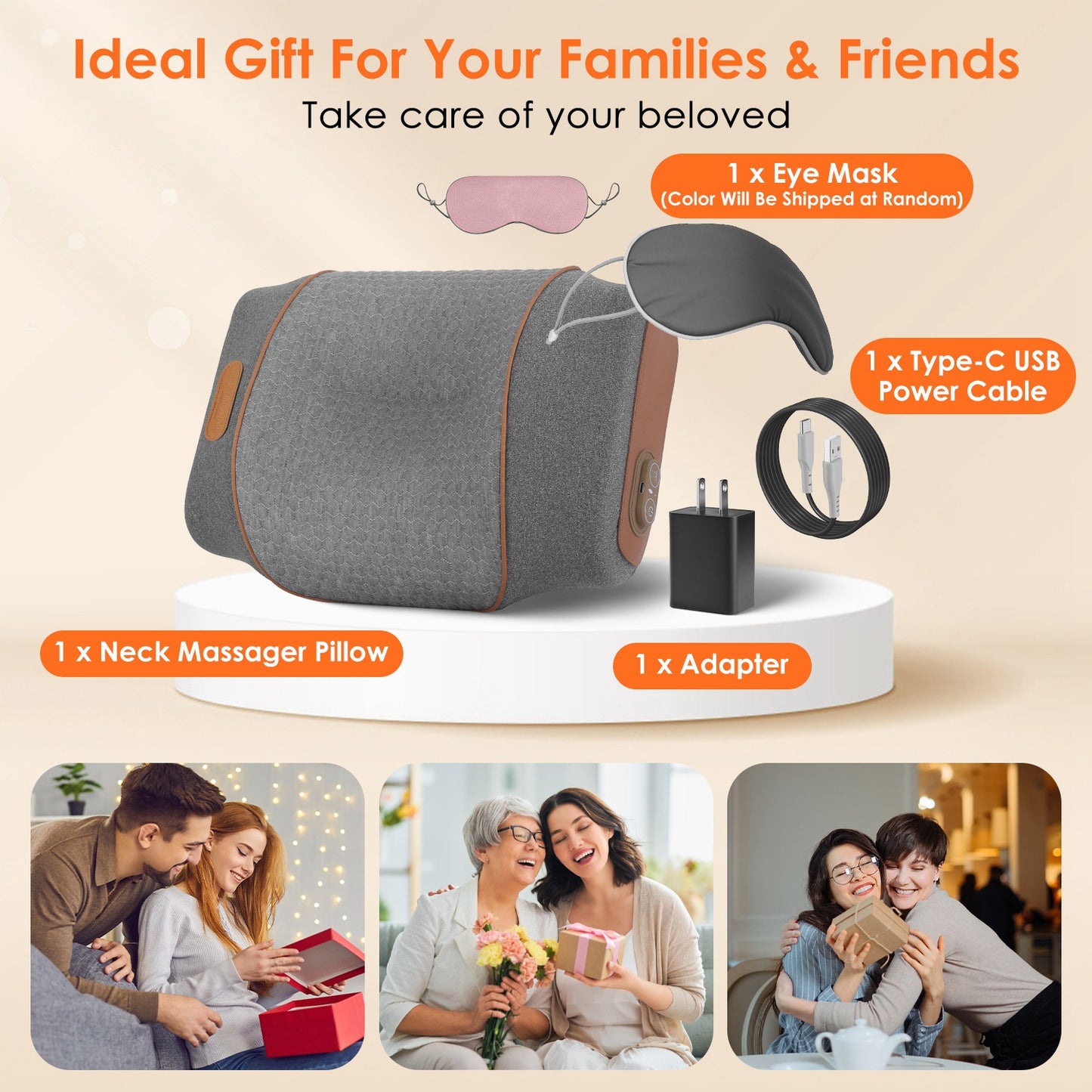 3-in-1 Neck Massager Pillow Ergonomic Massager With Heating Vibration Air Compression 30Min Timer For Neck Back Shoulder Pain Relief