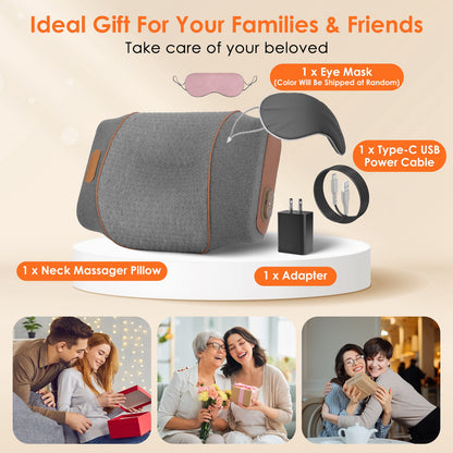 3-in-1 Neck Massager Pillow Ergonomic Massager With Heating Vibration Air Compression 30Min Timer For Neck Back Shoulder Pain Relief