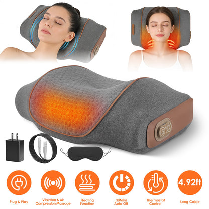 3-in-1 Neck Massager Pillow Ergonomic Massager With Heating Vibration Air Compression 30Min Timer For Neck Back Shoulder Pain Relief
