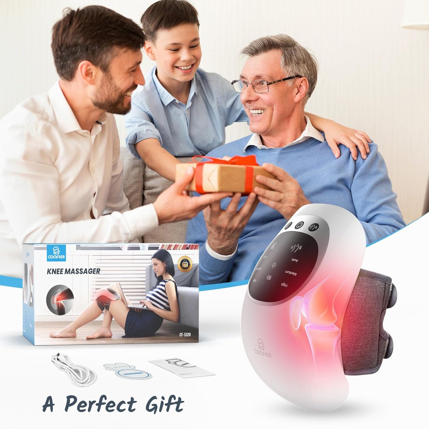 Heated Knee Massager with Heat & Vibration – Deep Heat Therapy for Fast Pain Relief